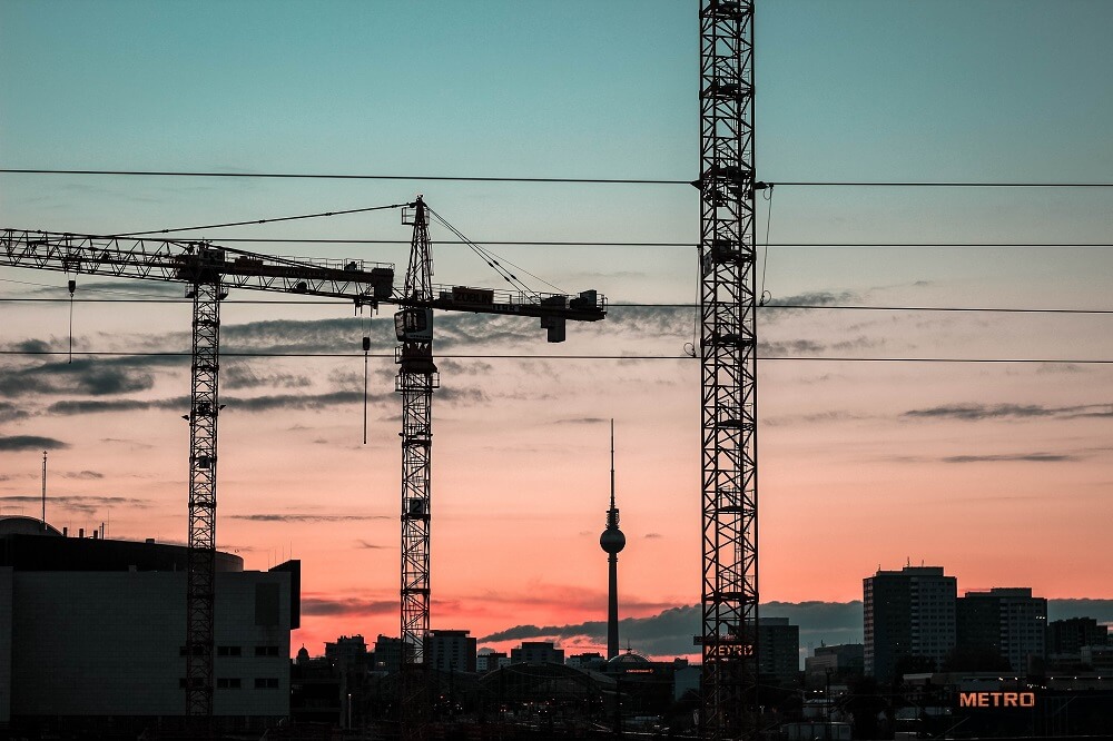 Sunset View of a Construction Site