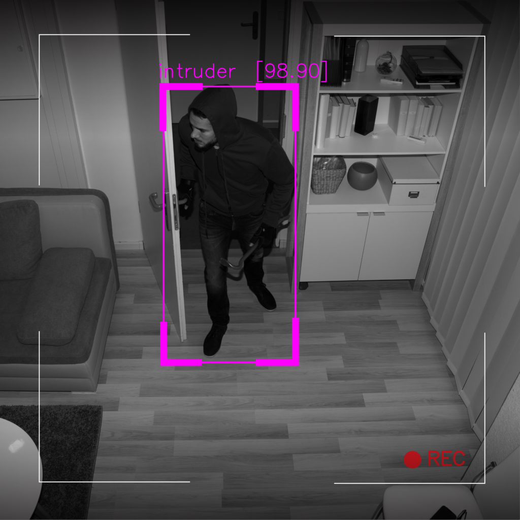 Intruder walking through a doorway